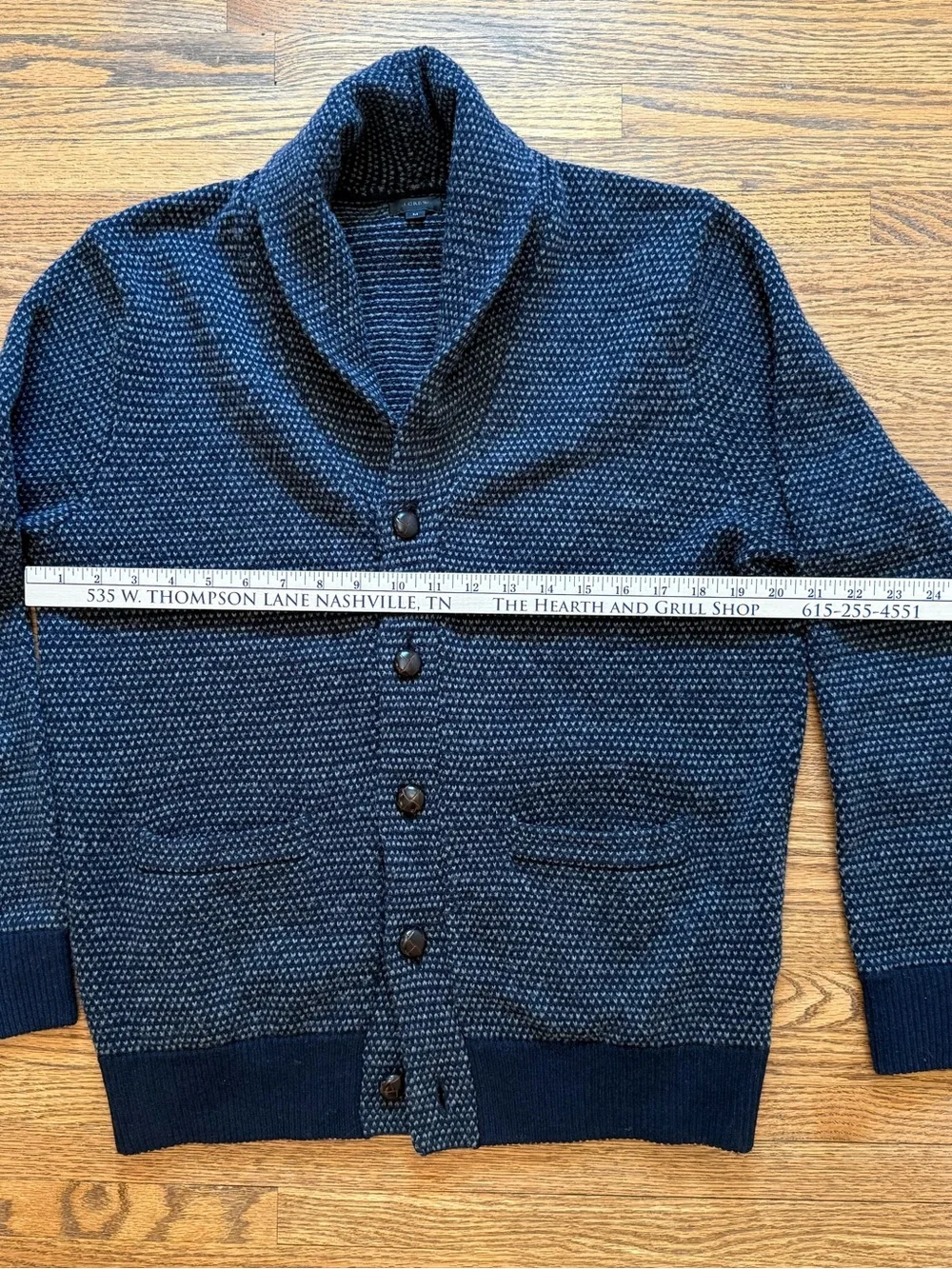 Men's J. Crew Shawl Collar Button-Up Sweater - Navy